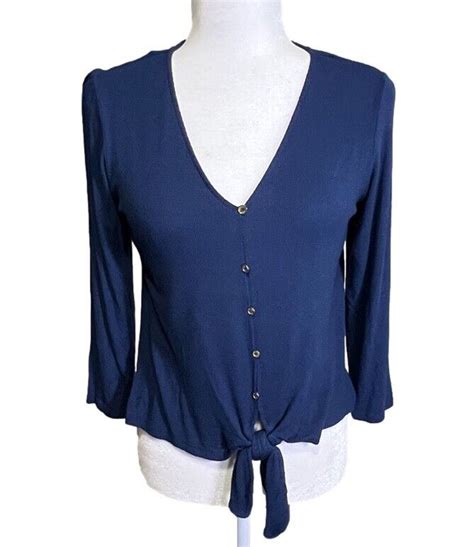 michael kors navy long sleeve top|Michael Kors halter tank tops.